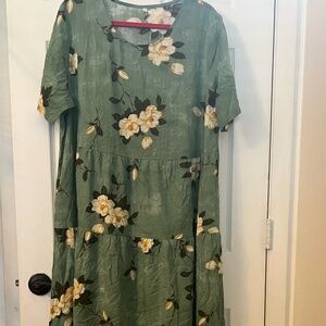 New Summer Green Magnolia Dress Size 2x Lightweight 24 P2P 50 Long. Pockets